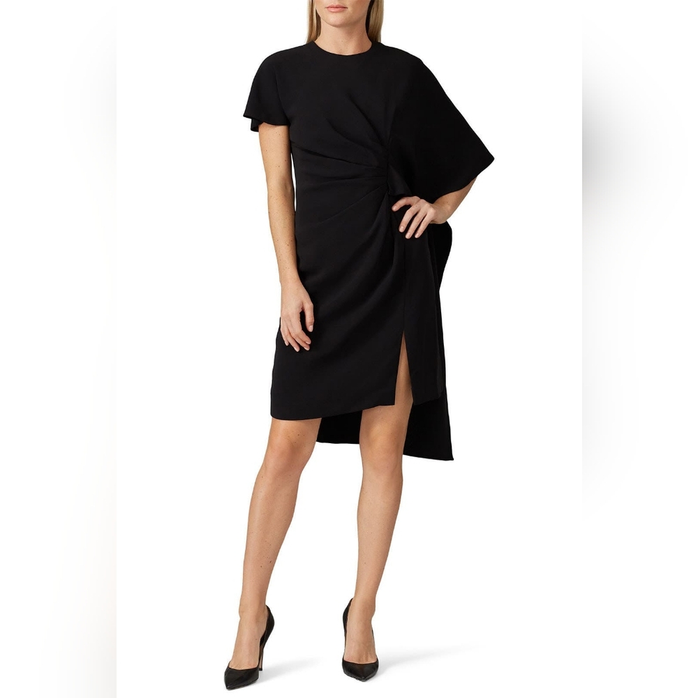 PRABAL GURUNG BLACK CAPE DRESS US S